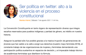 Lee más sobre el artículo Ser política en twitter: alto a la violencia en el proceso constitucional